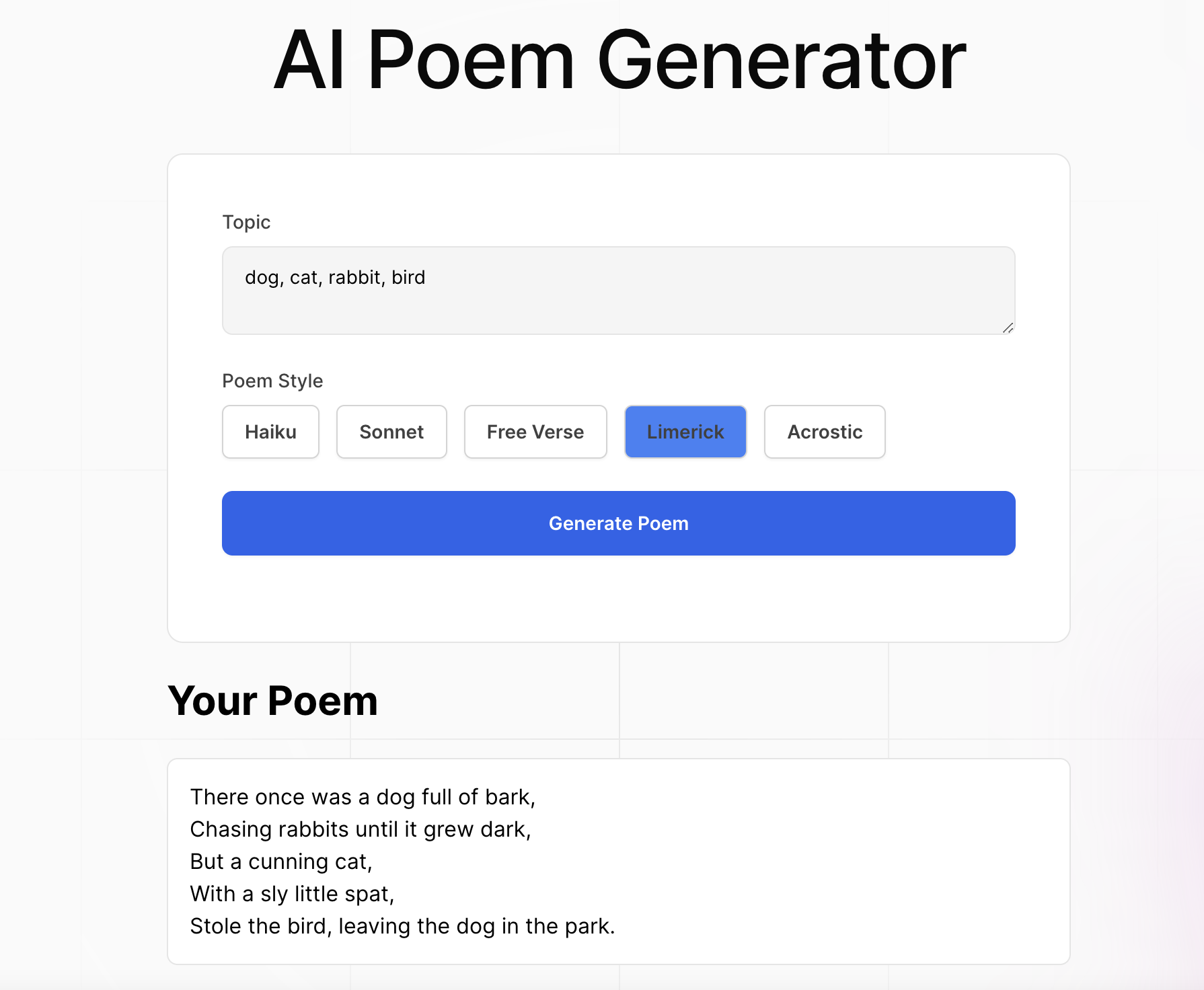 AI Poem Generator-智能诗歌生成器